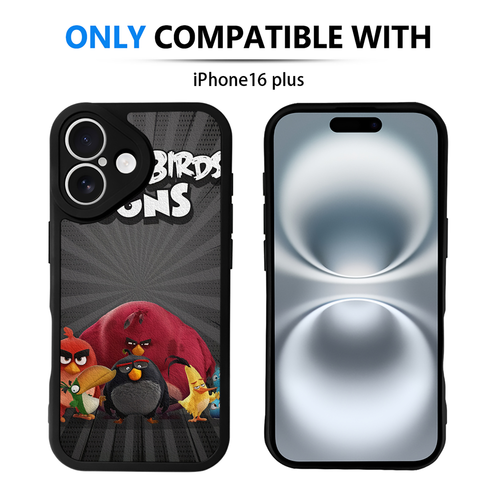 （画像用） Angry Birds アングリーバード 【iPhone 16シリーズ対応】シリコンスマホケース（レザー調） 材質：シリコン